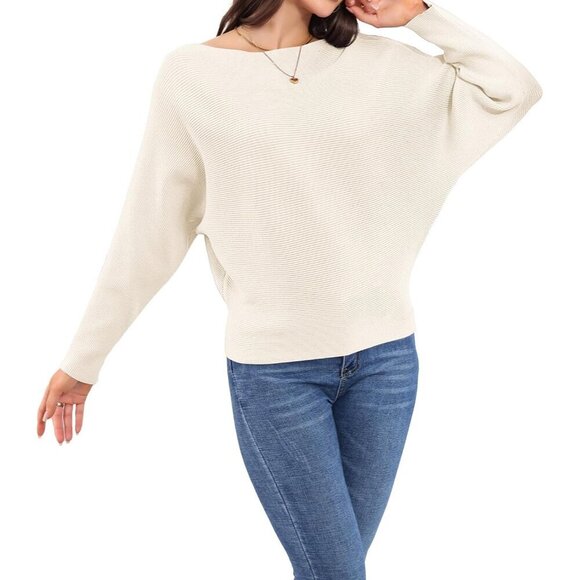 Tops - Women's Knit Pullover Sweater Long Sleeve Batwing Casual Soft Jumper Top